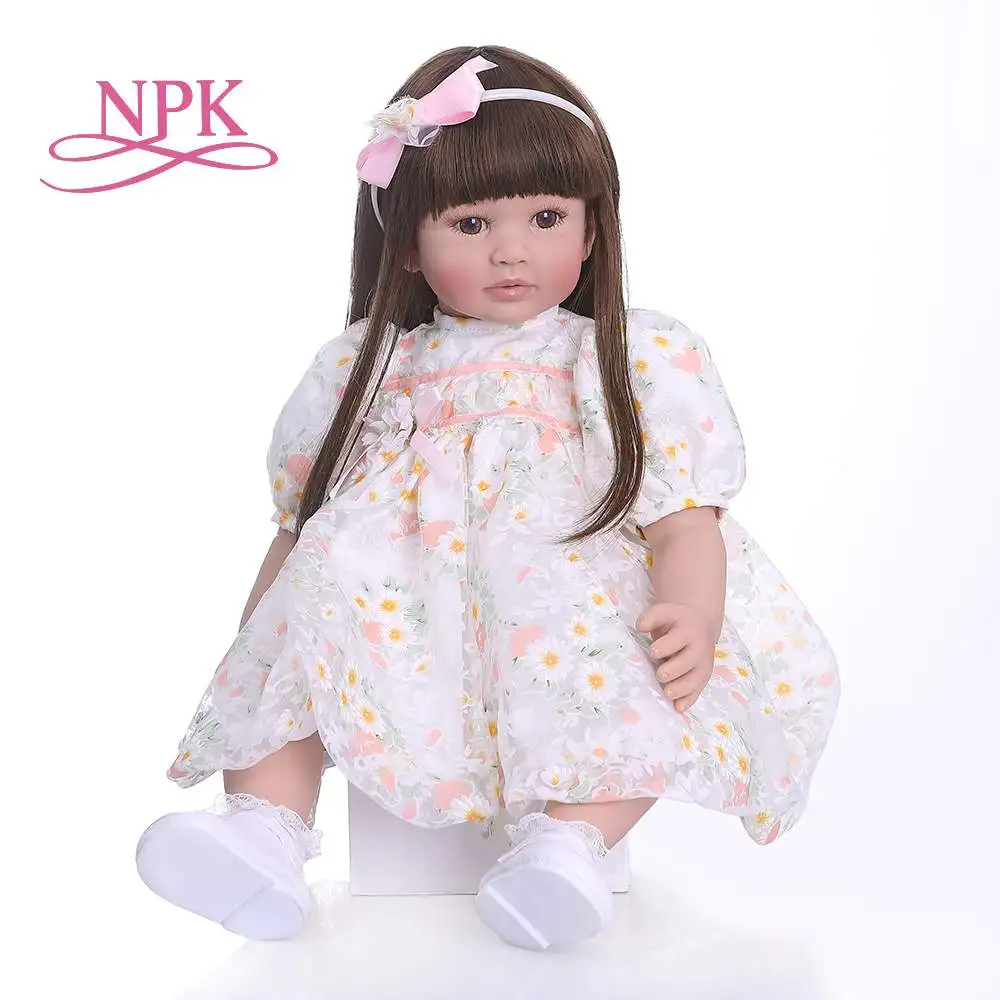 

60cm reborn toddler girl doll beautiful princess with long brown hair doll toy Christmas Gift high quality collectible doll