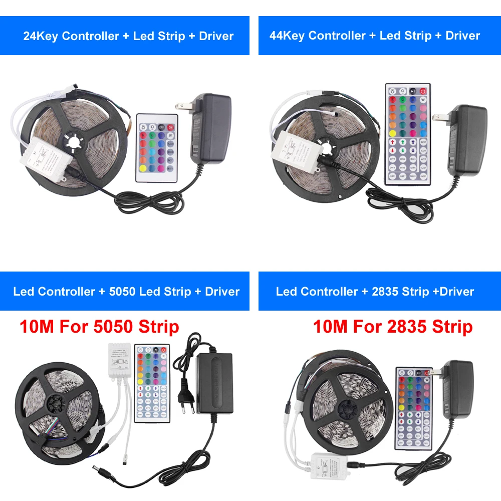 12 В Rgb Светодиодная лента 5050 2835 SMD 5 м 10 м Лента светодиодная лента Диодная лента Водонепроницаемая Rgb Светодиодная лента с пультом дистанционного управления