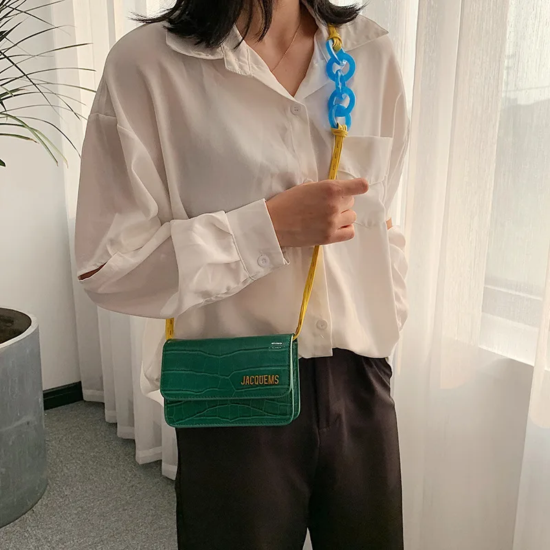 

Summer Small Bag Women's 2019 New Style Korean-style Retro Hong Kong Style Square Sling Bag Crocodile Pattern Crossbody/shoulder