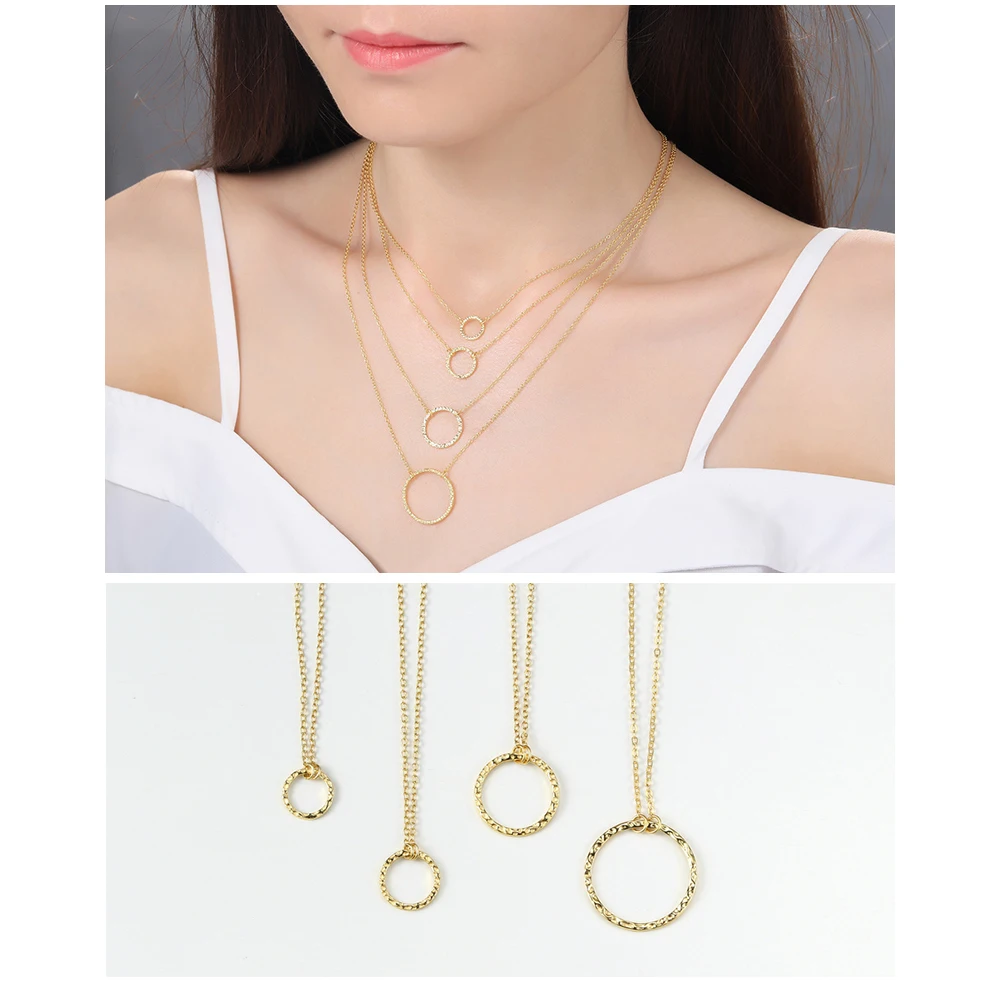 MOBUY 14K Gold Plated 925 Sterling Silver Necklace For Women Hammer Pattern Pendant Fine Jewelry Choker Chain Women's Jewellery - Image 6