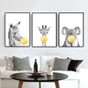 Giraffe Zebra Posters and Prints Canvas Art Painting Yellow Bubble Animal Nordic Nursery Wall Art Pictures for Living Room Decor 3