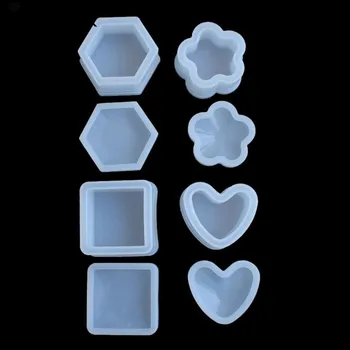 

4 Pcs Box Resin Molds with lids Silicone Molds for DIY Craft Making Storing Earrings Rings Coins Keys Ashtray