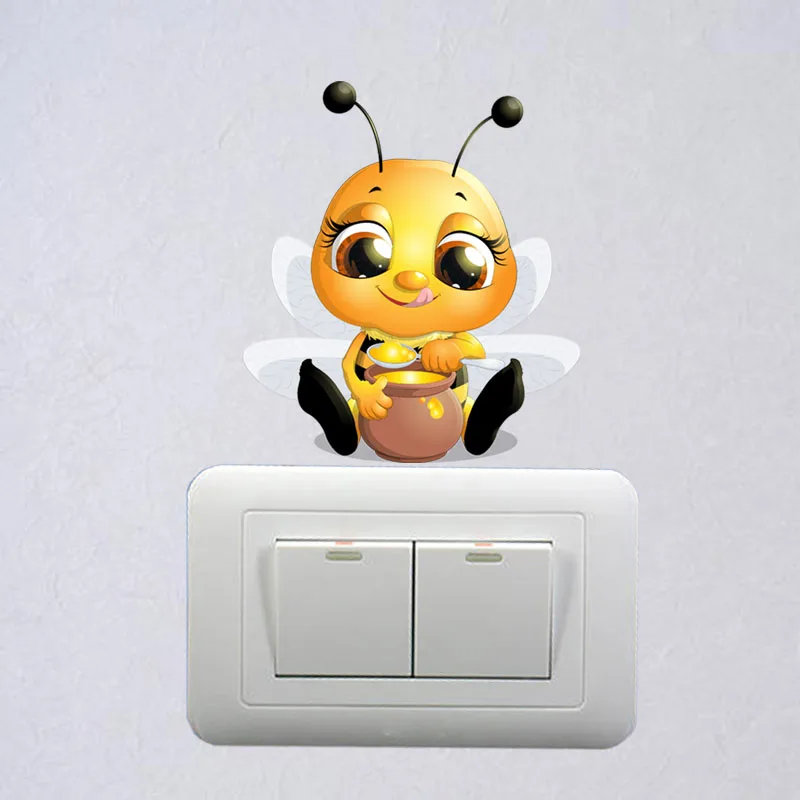 YOJA мультфильм домашний декор маленькая Пчелка Наклейка на стену ПВХ наклейка 12SS0021