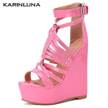 

Karinluna New Wedges High Heels Platfomr Wholesale Plus Size 47 Summer Gladiator High Quality Shoes Sandals Women