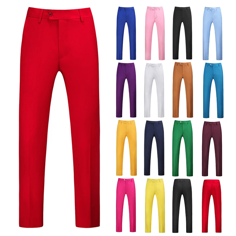 Blanco marrón verde rosado rojo borgoña amarillo Rosa cielo azul púrpura pantalones de traje de los hombres 6XL de gran tamaño vestido Formal pantalones para hombres 2021 P34