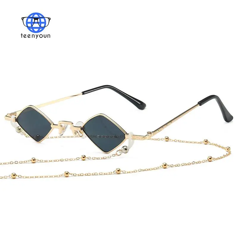 

TEENYOUN Punk Square With Chain Sunglasses for Women Men Brand Designer Small Square Frame Sun Glasses Eyeglasses Oculos de so