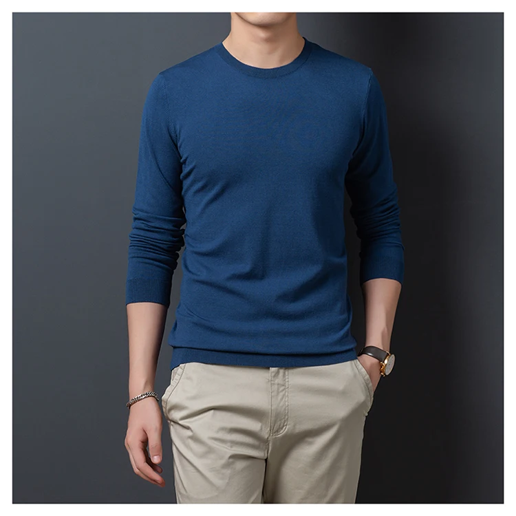 Мужской свитер, новинка года, осенне-зимний мужской вязаный пуловер, свитер для мальчиков-подростков в Корейском стиле, красный, черный, зеленый, синий, розовый, M67 - Цвет: Тёмно-синий