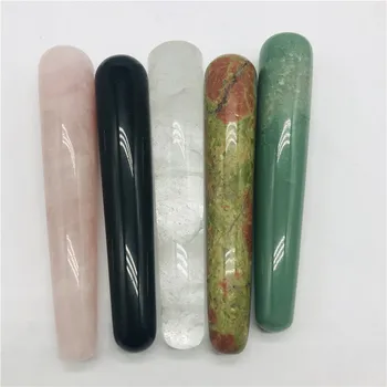 

11cm Natural Massager Wands Crystal Jade Face Roller Stick Magic Yoni Wand Slim Guasha Tool Stone Carved Massage & Relaxation