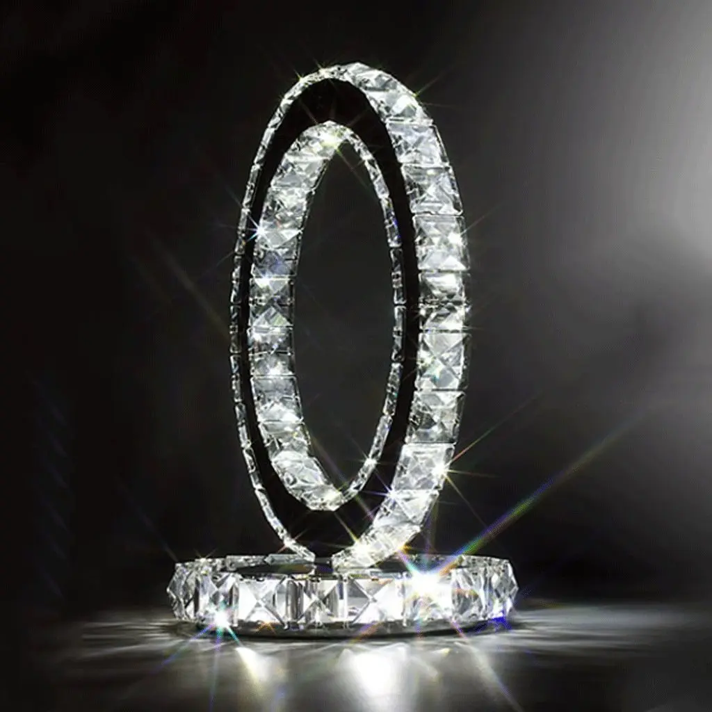 

Modern K9 Crystal Table Lamp Bedside Lamp Living Room Office Decoration Round Desk Light Valentine's Gift