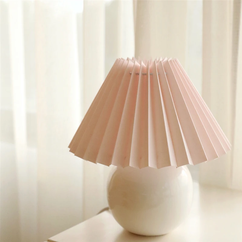 Керамическая Настольная лампа, маленький Настольный светильник, милая настольная лампа для детей, белая, розовая, настольная лампа