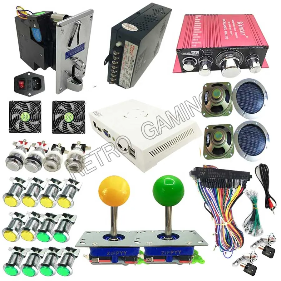 US $126.99 Arcade DIY Jamma Kits With 3D Pandora 12 3188 in 1 LED Chrome Button Joystick for 2 players coin oprate video game machine DIY