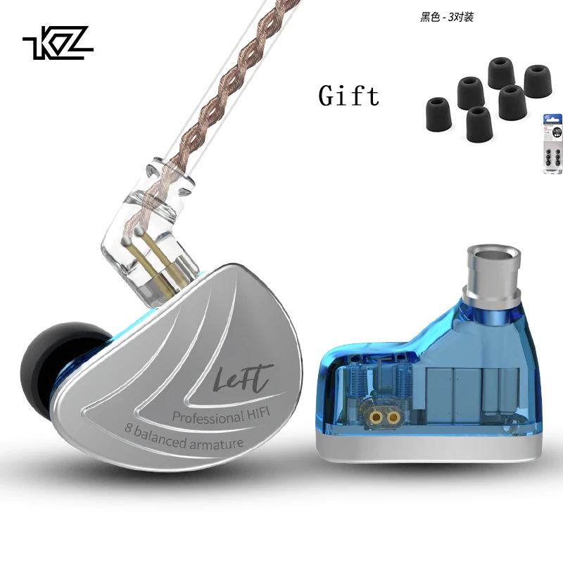KZ AS16 8BA unidad controlador intrauditivo 8 estructura equilibrada монитор HIFI resolucion IEM desmontable 2Pin кабель CCA