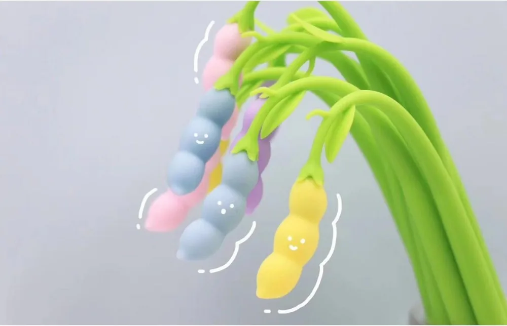 new korea fresh peas gel pen cartoon neutral pen student prize pen office black writing pen promotion gift pen 48pc/lot