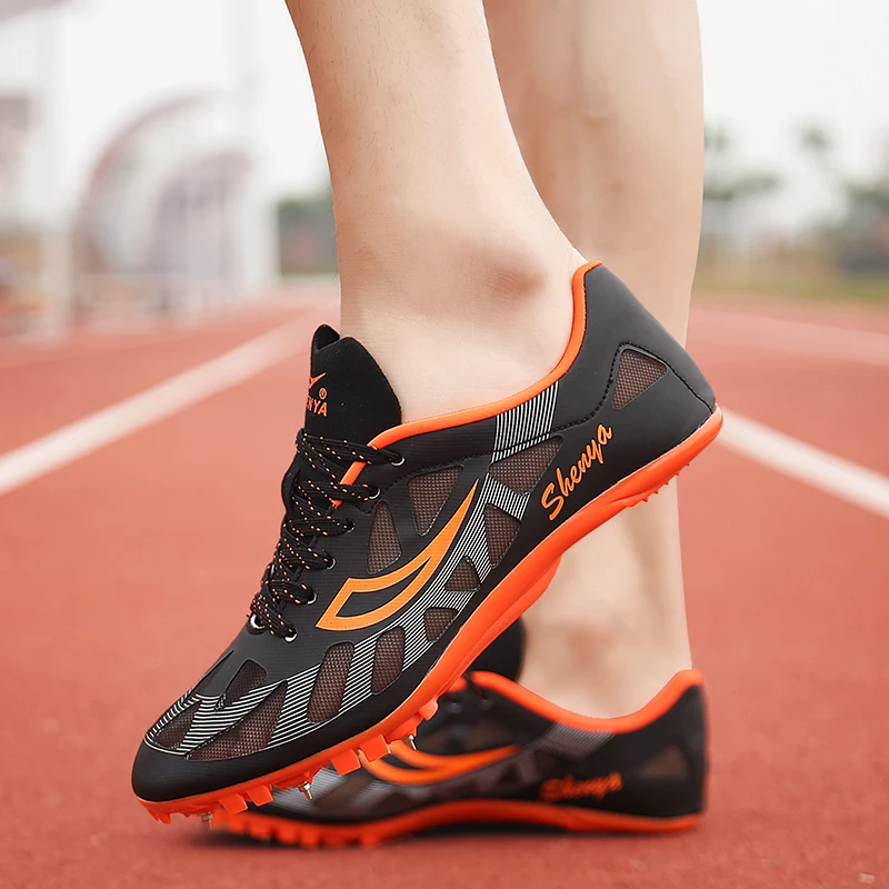 Мужские Для женщин спринты ногтей Шипы профессиональной спортивной площадки; для беговой дорожки; спортивная обувь, для студентов Training High Jump бутсы летняя дышащая обувь