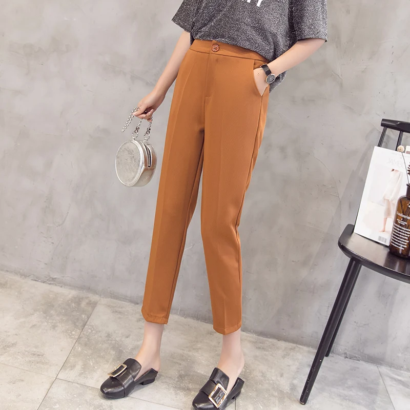 

Hot Sale Harem Pants Women 2019 Autumn Pants Casual OL Pants Elastic High Waist Slim Work Pants Plus Size 3XL Trousers 65A