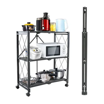 

Folding kitchen rack without installation Floor microwave oven rack kitchen storage and organization metal stand Storage Holders