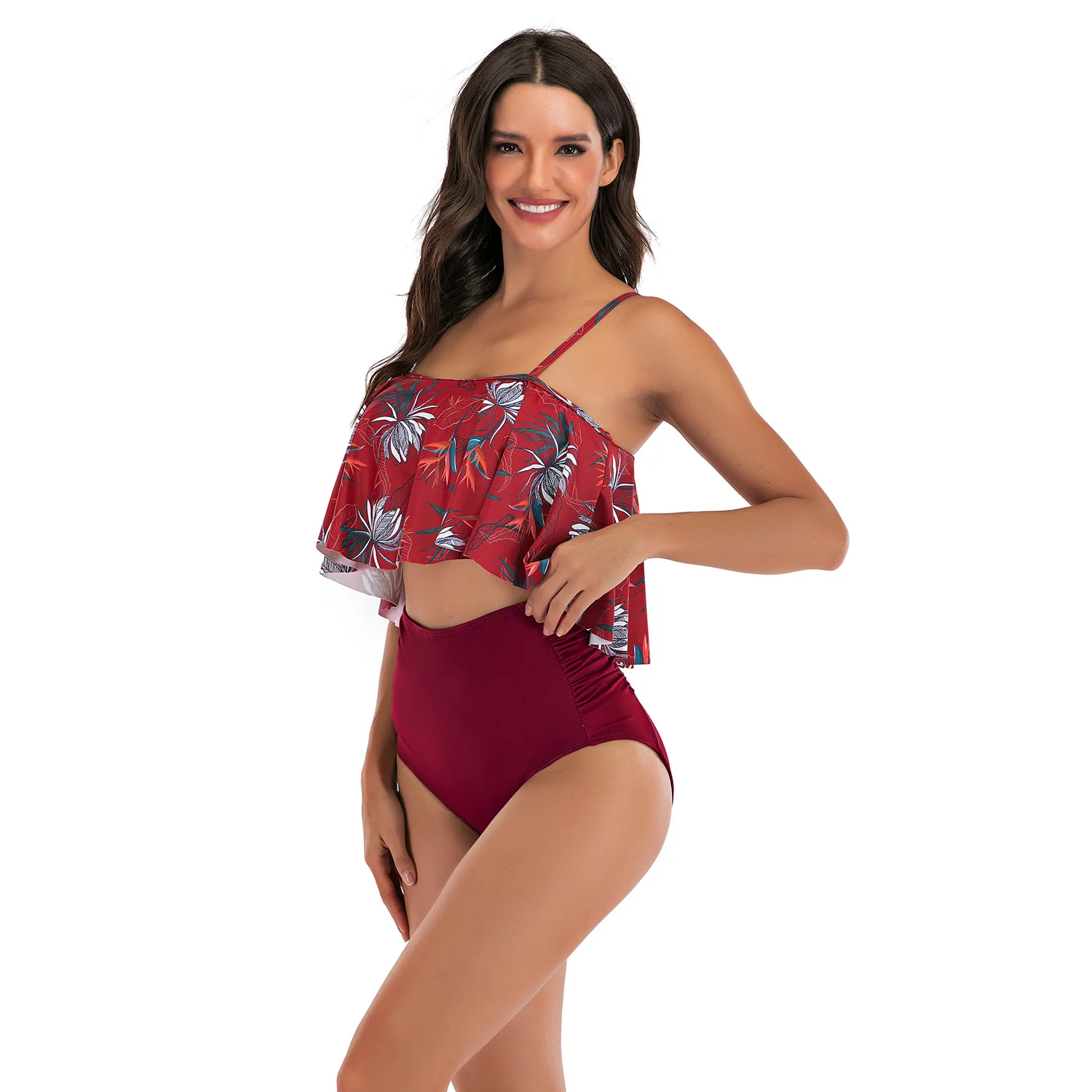 Bikini 2020 Sexy Fission High Waist Lotus Leaf Edge Swimming Suit Bikini 2 Piece