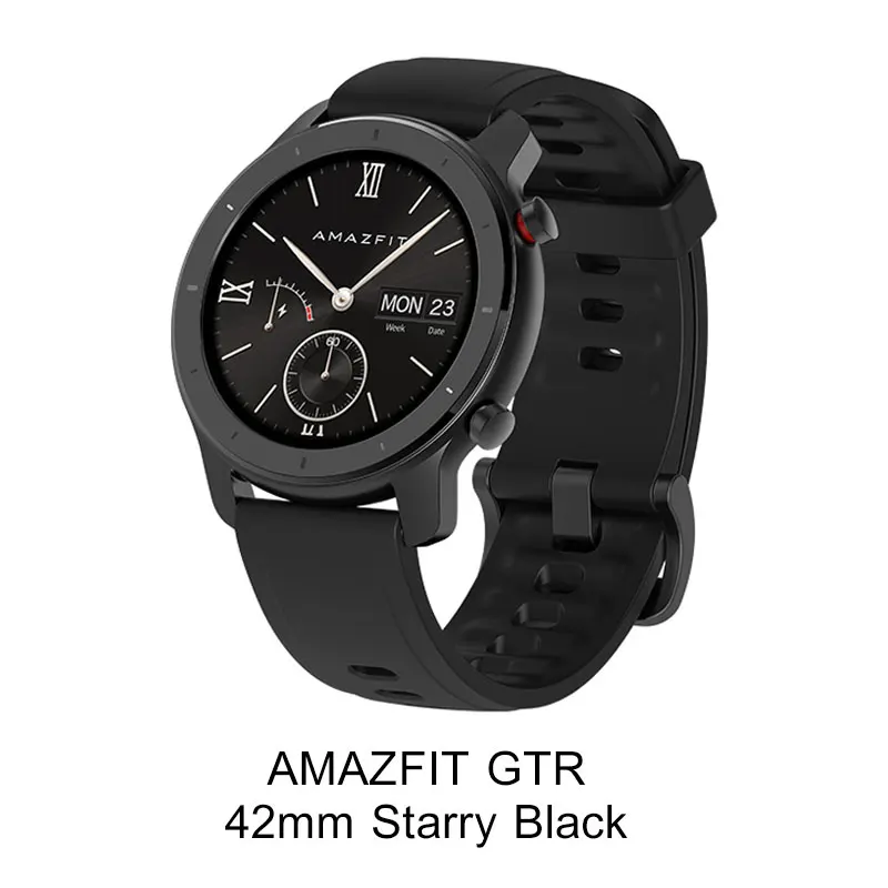 Глобальная версия Amazfit GTR 42 мм 47 мм Huami Смарт-часы 5 АТМ Водонепроницаемый 24 дня батарея gps управление музыкой Поддержка Android IOS - Цвет: 42mm Black