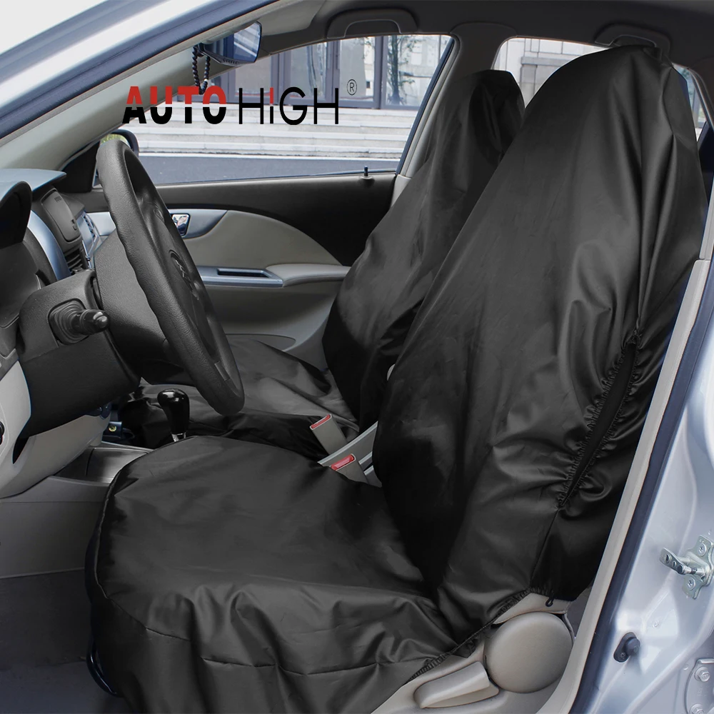 

AUTO HIGH Universal Car Seat Cover Set Nylon Auto Seat Covers Waterproof Car Seat Protector 2pcs Front Covers Black