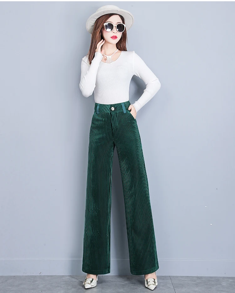 Autumn Corduroy Wide-leg Pants Women 