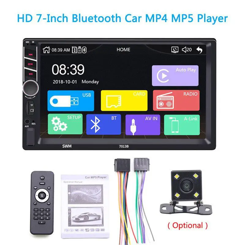 

7 Inches HD Video Car MP4/MP5 Player Car MP3 Player Plug-in Card USB Flash Drive FM Radio Reversing Image with Rear Camera 7013B