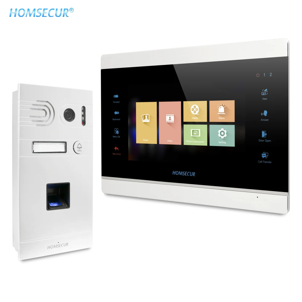 HOMSECUR " видео домофон телефонный звонок системы 1.3MP с отпечатков пальцев камера BC061HD-S+ BM704HD-S - Цвет: Kit 1