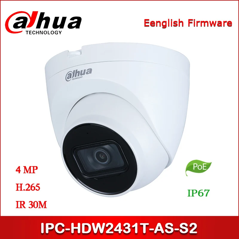 

Dahua IP camera IPC-HDW2431T-AS-S2 4MP WDR IR Eyeball Network Camera support POE Upgraded version of IPC-HDW1431S