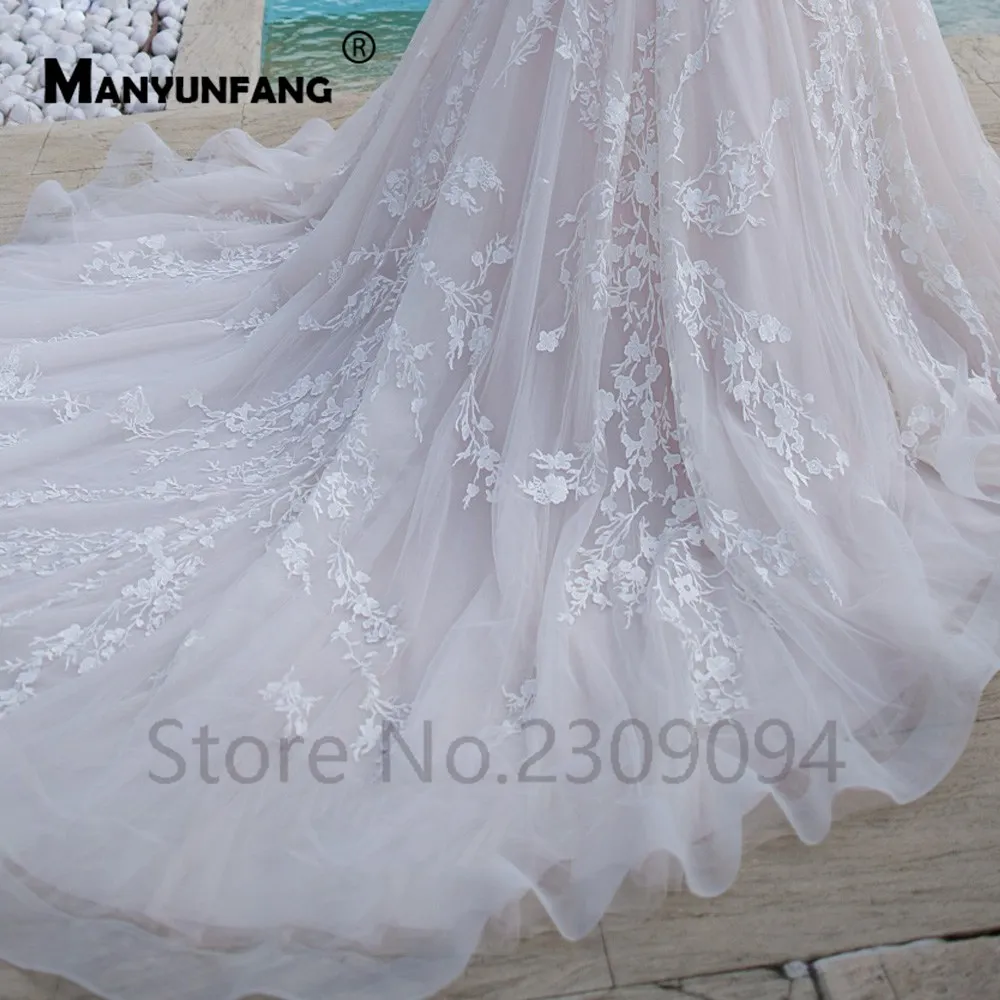 MANYUNFANG роскошное свадебное платье размера плюс Robe BLANCHE Милая шея может para vestido de novia Длинный Шлейф для свадьбы невесты