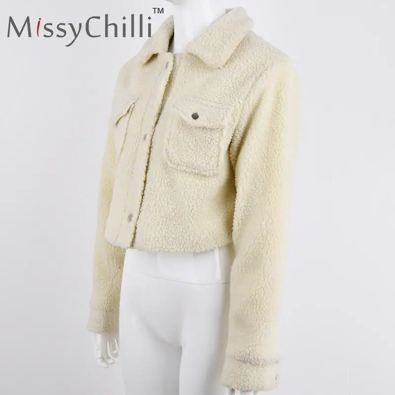 MissyChilli однобортное белое пальто из искусственного меха женская уличная Осенняя Меховая куртка Женская сексуальная черная короткая плюшевая зимняя куртка