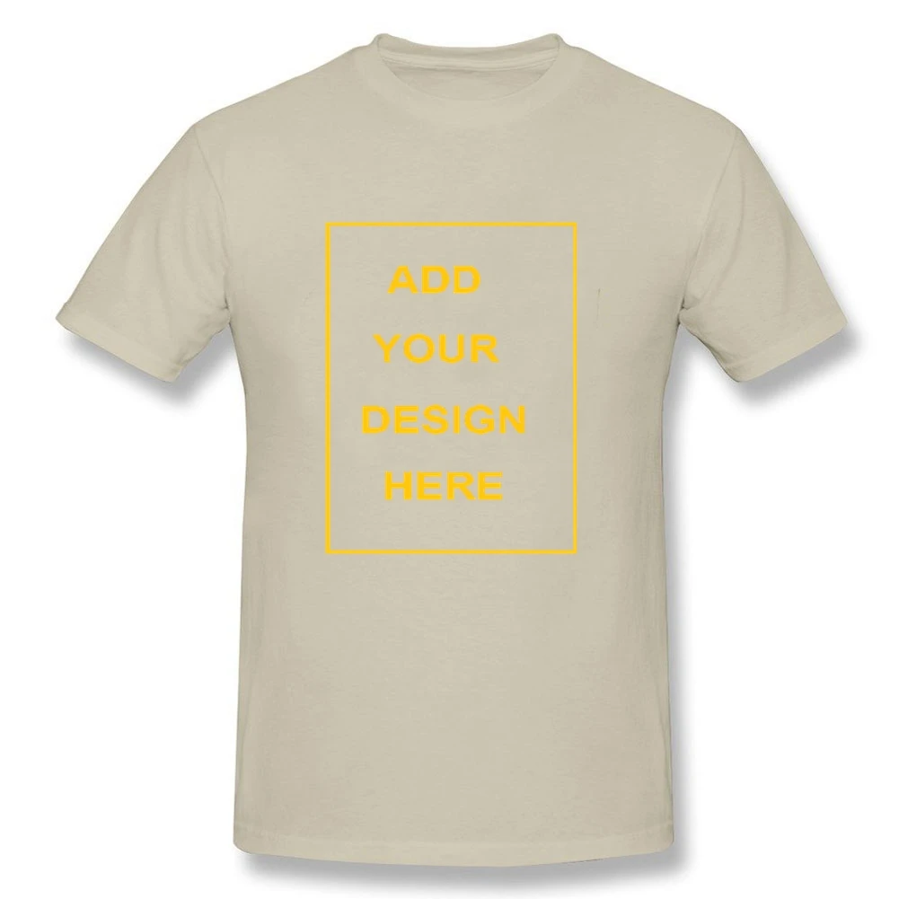 Уникальный принт футболка односторонняя печать хлопок Crewneck пользовательские короткий рукав поп мужские футболки - Цвет: Natural