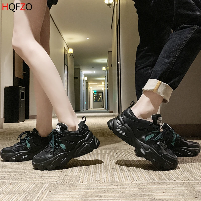 

HQFZO Casual Lace Up Basket Femme Winter Sneakers Thick-soled Couple Sport Shoes Big Plus Size Outdoor Women Running Shoes