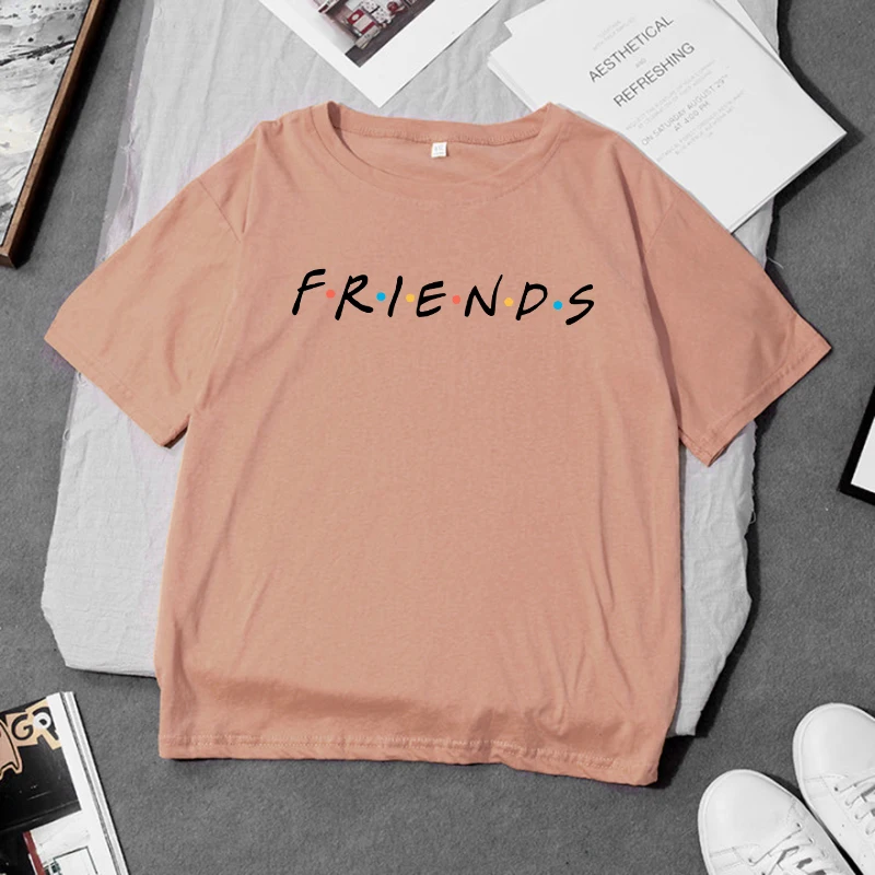 Летняя и осенняя женская футболка с длинными рукавами надписью FRIENDS повседневная