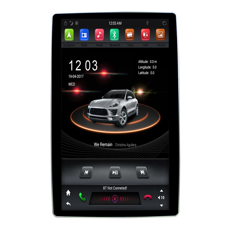 Автомобиль 2 DIN 12 8 дюймов 6-Core Android 1 Tesla Стиль вращения ips Экран автомобильный DVD gps