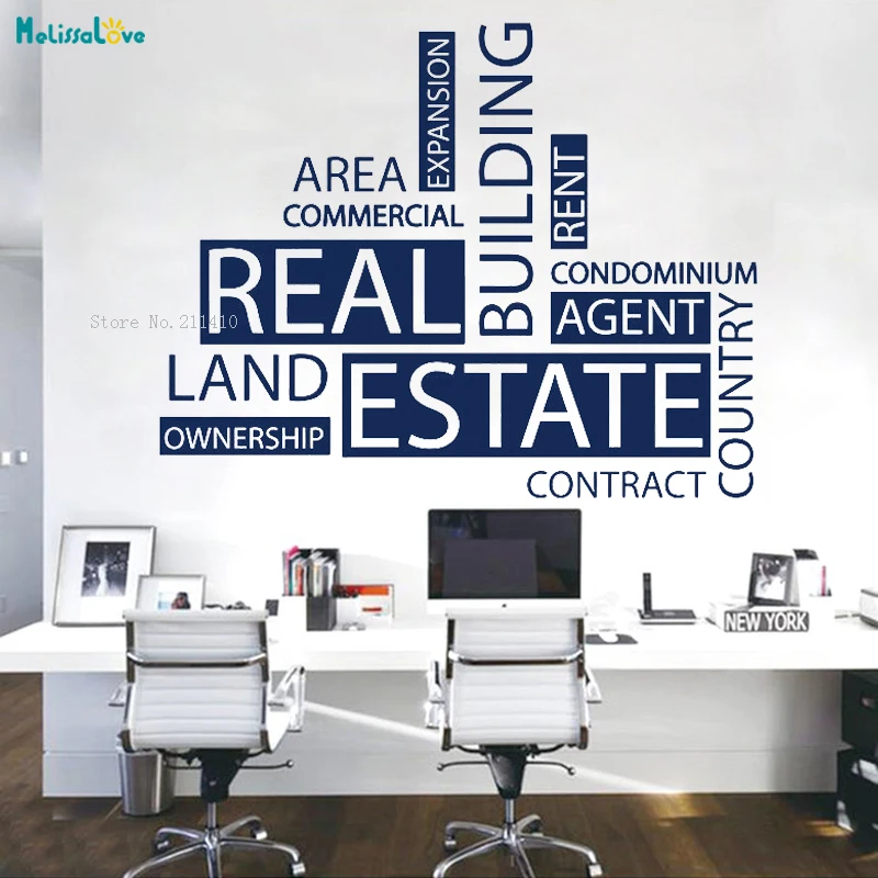 Vinyl Wall Decal Real Estate Agency Words Agent Realtor Office Decor Self-adhesive Art Stickers Quote Murals YT2244