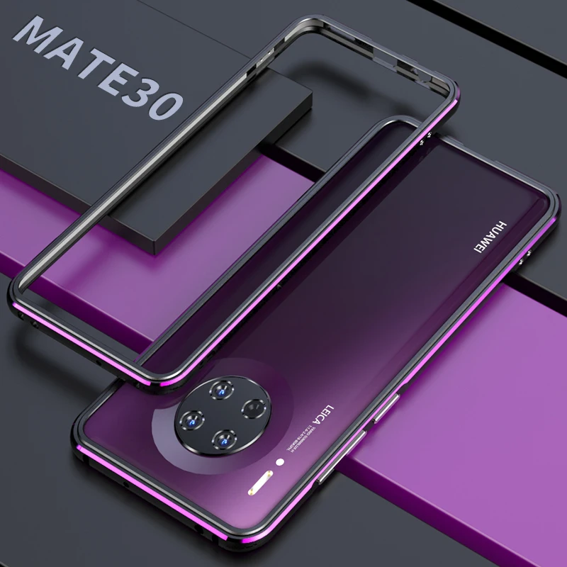 black purple Для huawei mate 30 Роскошный ультра тонкий металлический алюминиевый бампер рамка чехол для huawei mate 30 - Цвет: black purple