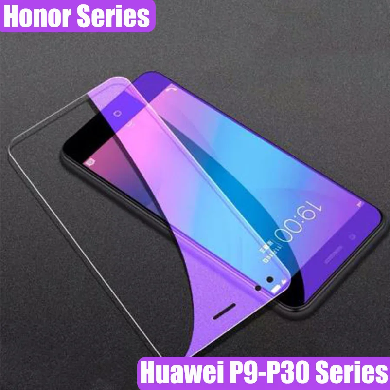 Полностью закаленное стекло протектор экрана для huawei P9 P10 Lite Plus для huawei P20 P30 Lite Pro Анти-стекло Blue Ray пленка 2 шт./партия