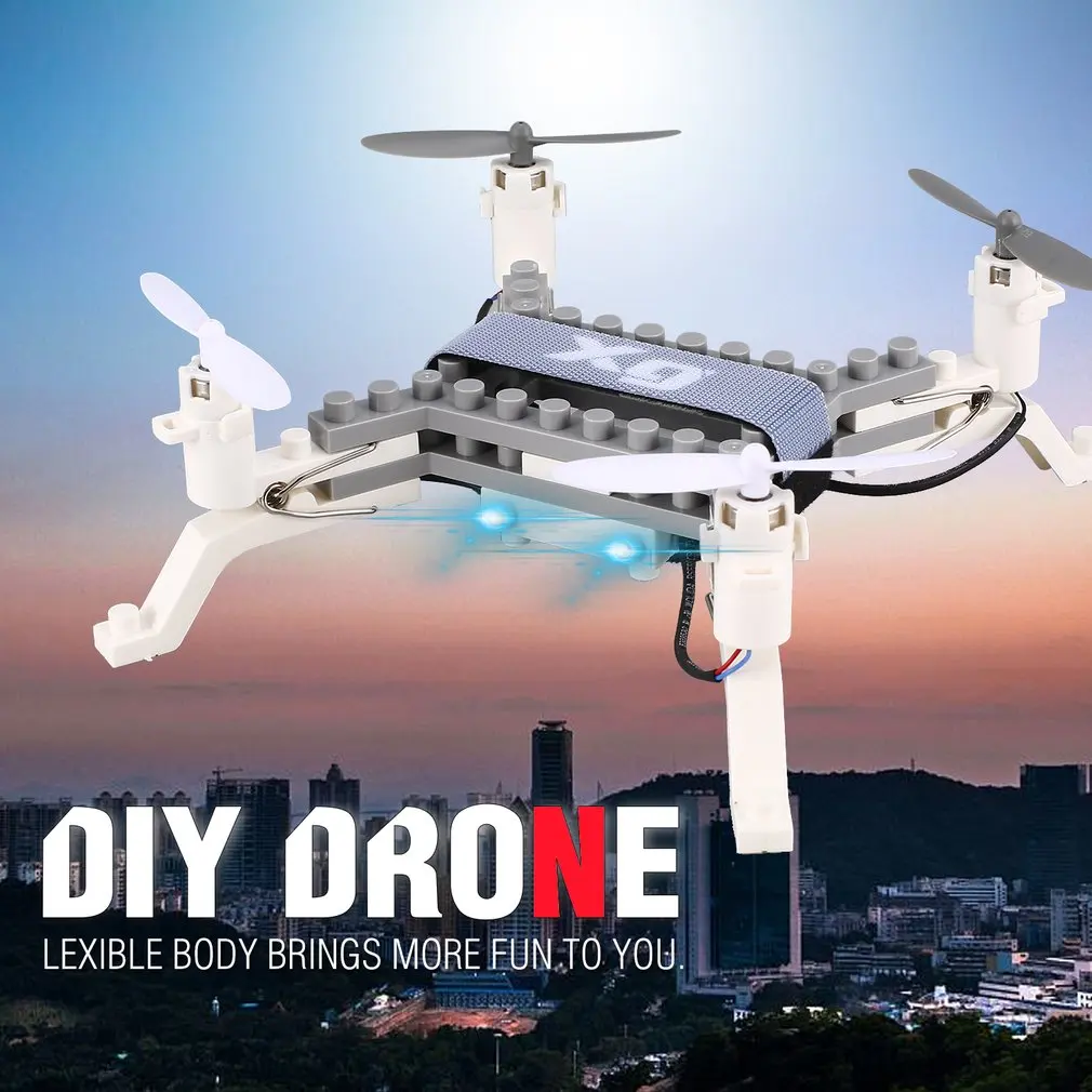 XG171 Smart RC 2.4G RC Building Block 3D Bricks Quadcopter Drone Aircraft with Altitude Hold One Key Return 3D Flips