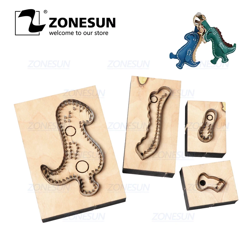ZONESUN изготовленный на заказ кожаный брелок для ключей с динозавром высечки