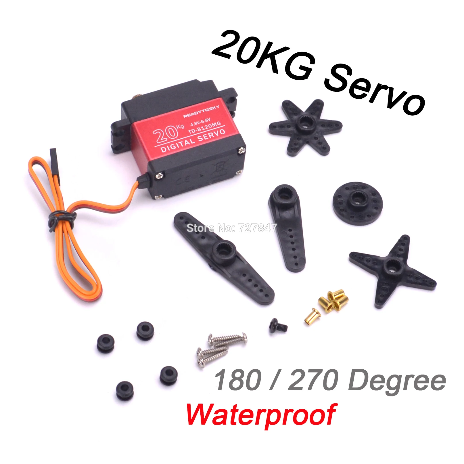 

NEW 180 / 270 Degree 20KG Servo Waterproof Large Torque Digital Coreless Servo For RC Car Airplane Model Gimbal