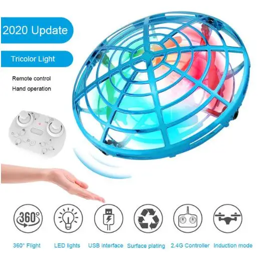 HGRC Mini RC UFO Drone With LED Light Gesture Sensing Electric Flying Quadcopter Anti-collision Induction Dron Toys for children drone exploration remote control quadcopter RC Quadcopter