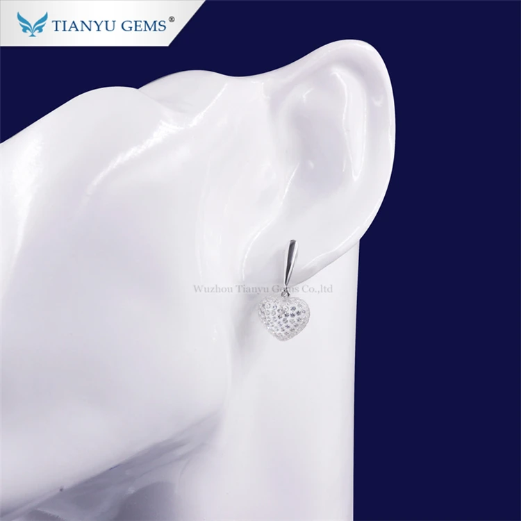 Tianyu драгоценные камни серьги из белого золота moissanite Установка Сердце Форма Серьги