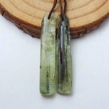 

Natural Green Kyanite Handmade nugget Earrings accessories,Semiprecious Gems Charms Earrings,35x6x4mm,4.2g
