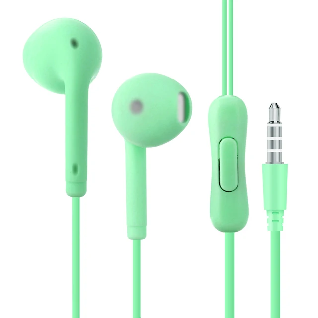 Wired Earphones Bass Stereo Headphones Wire Control In Ear Earbuds Gaming Headset With Mic For Iphone Samsung LG Xiaomi And Pc Green