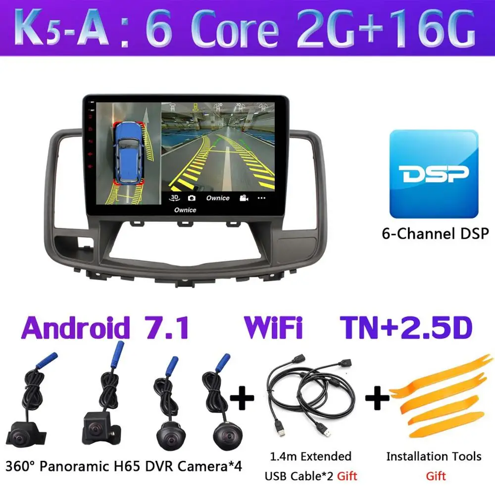 10," 360 ° панорамный автомобильный dvd-плеер на основе Android для Nissan Teana J32 2008 2009 2010 2011 2012 Автомобильный gps Navi Радио стерео DSP CarPlay - Цвет: K5-A