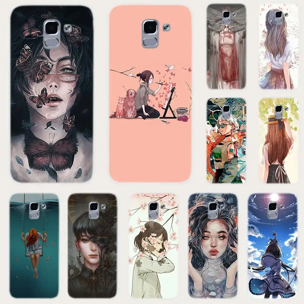 Мягкий чехол из ТПУ для Samsung Galaxy J6 J8 J5 J7 J4 Plus 2018 2016 2017 EU Prime Pro CORE Anime girl art|Бамперы| |
