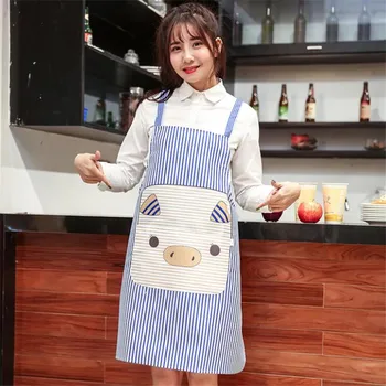 

Women Lady Kitchen Apron Dress Restaurant Home Kitchen For Pocket Cooking Funny Cotton Apron Bib Dining Room Barbecue