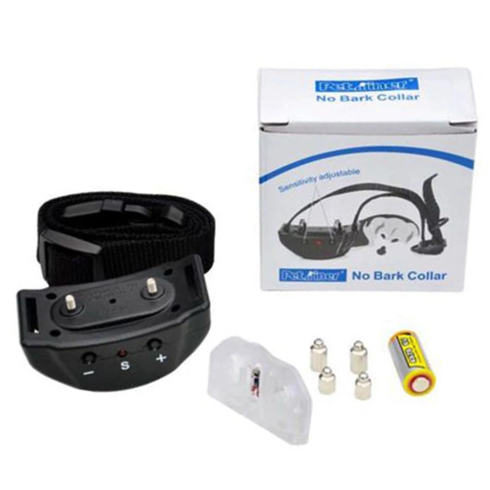 Black Sound Control Automatic Dog Training Rechargeable Bark Deterrents Anti-bark Collar Adjustable Pet Collar No Barking - Color: Black