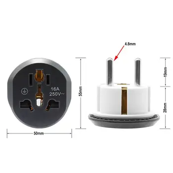 Buy 500pcs Universal EU Plug Adapter High Quality 250V 16A EU Plug Electric Socket AU US UK CN To EU Wall Socket AC Travel Adapter