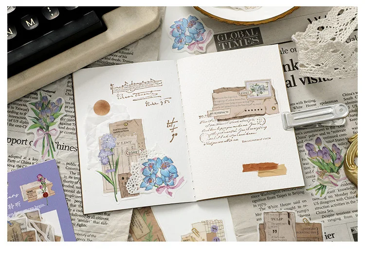 30pcs/1lot kawaii Stationery Sticker Vintage Flower affair Diary Planner junk journal Decorative Scrapbooking DIY Craft Sticker