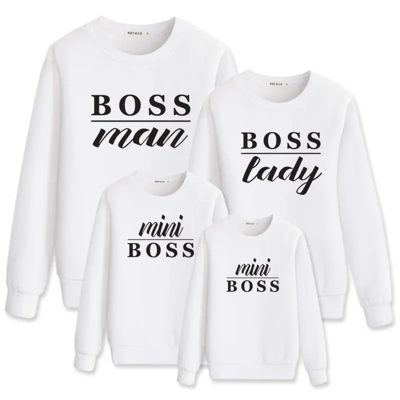 Boss lady mini/Одинаковая одежда для всей семьи новые наряды с капюшоном для мамы, мамы, папы, мамы и дочки